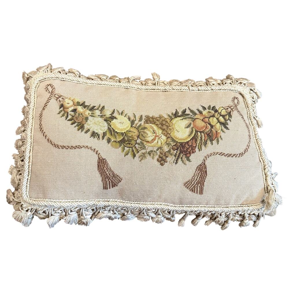 C&F Home Melons & Grapes Petit Point Wool Blend Decorative Accent Pillow